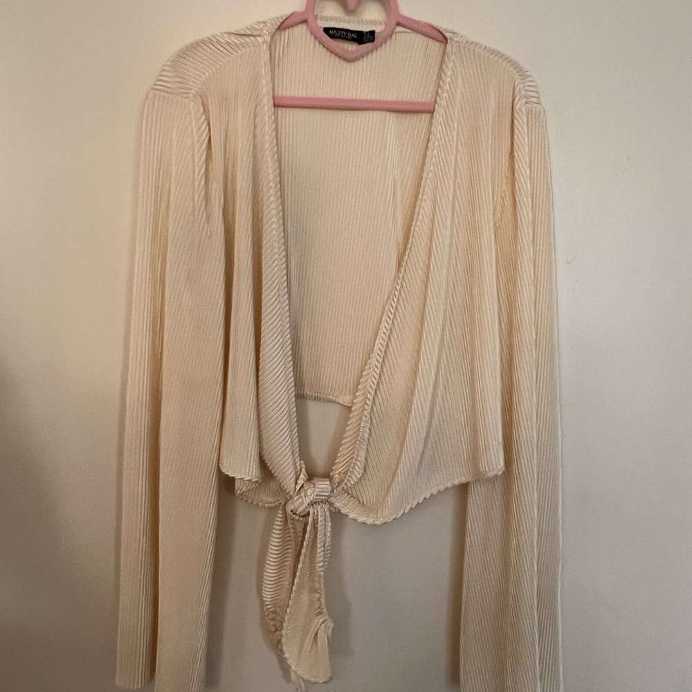 Cream Tie-Front Sweater